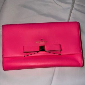 Kate Spade Vibrant Pink Clutch with Bow Accent